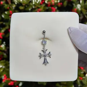 Surgical Steel 14G10mm Bar Cross Belly Button Ring