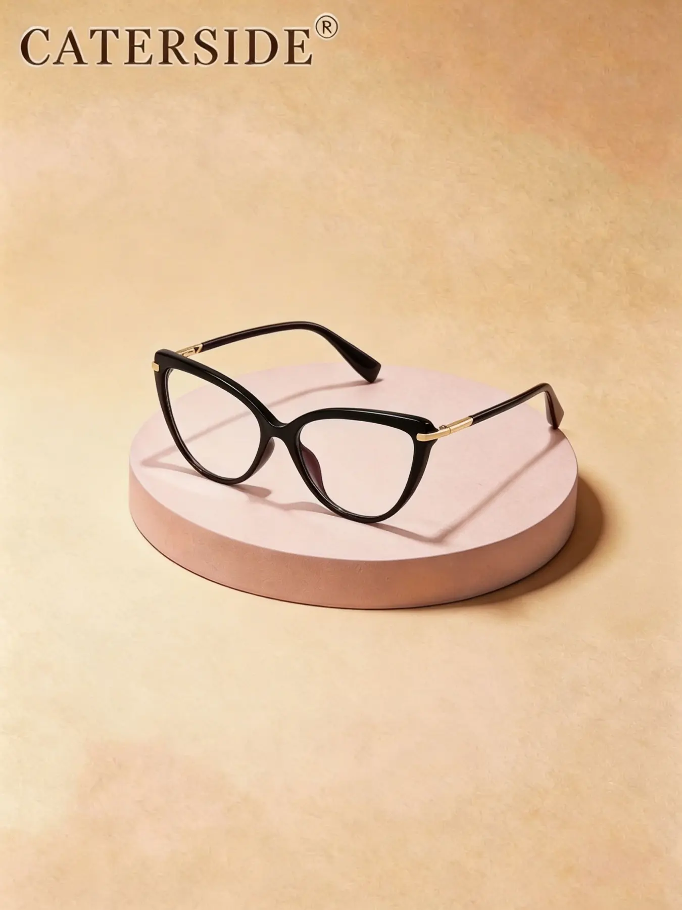 CATERSIDE 1 Piece (No Box) — Fashion cat-eye non-prescription glasses, stylish & simple, blue-light blocking. TR90 + metal frame, unisex. Perfect for gifting, parties, street photography, fashion styling, gatherings