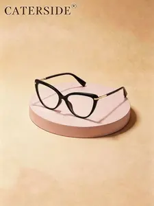 CATERSIDE 1 Piece (No Box) — Fashion cat-eye non-prescription glasses, stylish & simple, blue-light blocking. TR90 + metal frame, unisex. Perfect for gifting, parties, street photography, fashion styling, gatherings