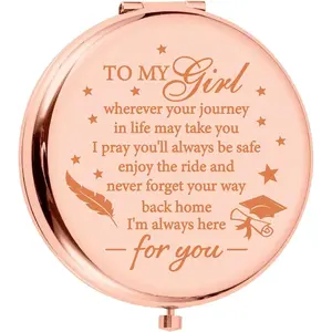 Rose Gold Pocket Mirror Compact Mirror for Purses Personalized Pocket Mirror Stainless Steel Engraved Mirror Small Makeup Mirror for Classmate Friends Graduation Gifts Souvenir diy