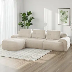 [New Year Deals] 112'' Modular Sectional Sofa Couch with Chaise, Full-Foam Structure, Compression Packaging Design, Woven Texture Upholstery, Oversized Modern Sofa for Living Room,Christmas Gifts for the Whole Family: Husband & Wife, Mom & Dad