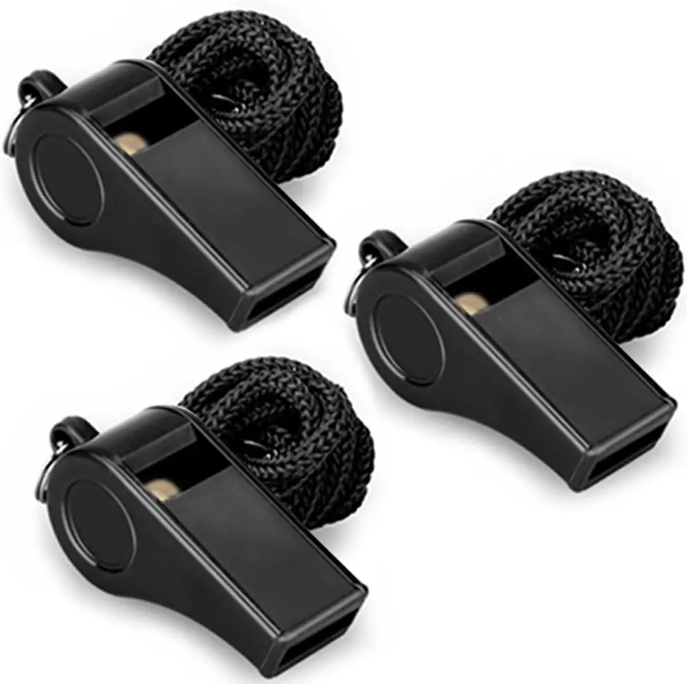 Whistle, 3 Packs Plastic Sports Whistles with Lanyard, Loud Crisp Sound Whistle Ideal for Coaches, Referees, and Officials