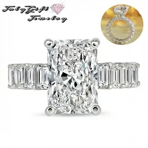 6ct Radiant Cut Cubic Zirconia Ring for Women Hypoallergenic Plated jewelry Hidden Halo Style 5A Quality Promise Ring Non Tarnish Stackable Engagement Alternative Fit Wedding Band Anniversary Gift