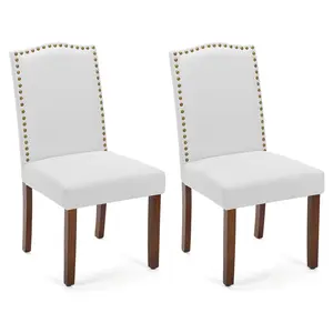 Dining Chairs, Kitchen Chairs, Modern Upholstered Fabric Dining Room Chair with Nailhead Back and Wood Legs