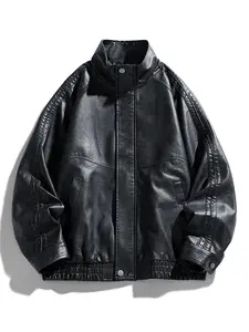 High-Quality Unisex Fashion PU Leather Jacket Coats, Waterproof Warm Racing Style, Streetwear Patchwork Design, Perfect Gift Idea, Windproof Casual Jacket