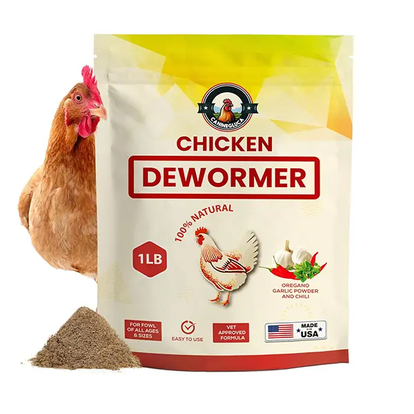 Natural Chicken Dewormer Powder, Chili Mix Formula, 1 lb XL Pouch, Egg-Safe Poultry Wormer for Laying Hens, Supports Gut Health, Made in USA for Backyard Flocks
