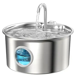 108oz/3L Automatic Pet Water Fountain Dog & Cat Water Dispenser Stainless Steel Feeder with Continuous Flow Quiet Hygienic 304 Stainless Steel BPA-Free 4-Layer Filtration - Feeding