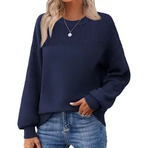 Women's 2026 Fall Chunky Knit Sweater Oversized Crewneck Long Sleeve Winter Cotton Pullover Sweaters Jumper Tops