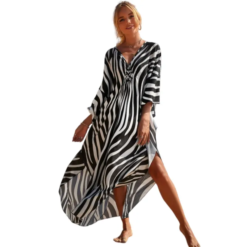 Women's Plus Size Casual Oversized Viscose Fabric Caftan - Breathable Boho Print Maxi Dress, Elegance-Infused Sexy Beach Cover Up for Summer Parties, Gorgeous, Soft, Braid, Hippie Style, No Wrinkles, Ethnic, Imported