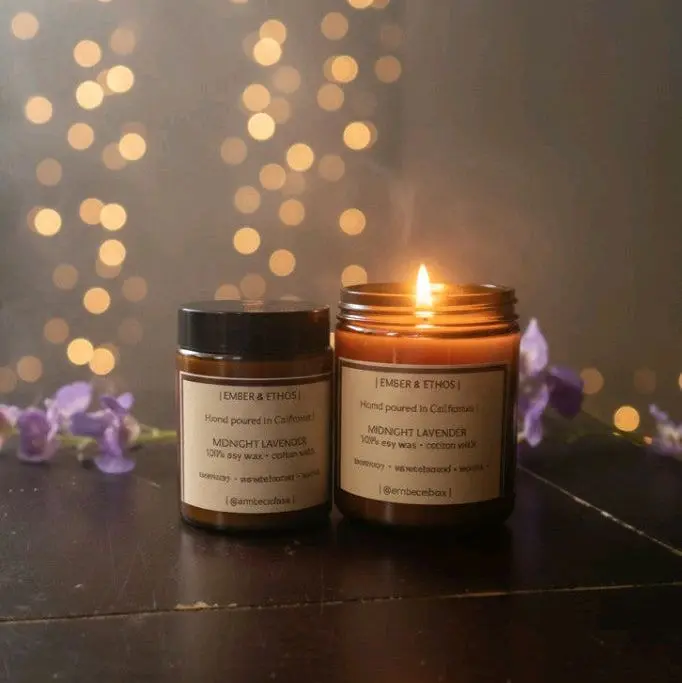 Fresh Herbal Lavender-Cypress Blend Aromatherapy Candles, Midnight Lavender Scented Sage-Infused Decor for Relaxation, Calm in the Glow, Candle, Lavender Blend