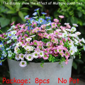 Artificial Flowers for Outdoors Colorful Daisy 8 Bundles Faux Plant Outdoor Spring Summer Decor Lifelike Artificial Flower Realistic Fake Plants Outside for Planters Front Porch Backyard Decor Artificial Plant Set (8 Bundles 4 Colors)