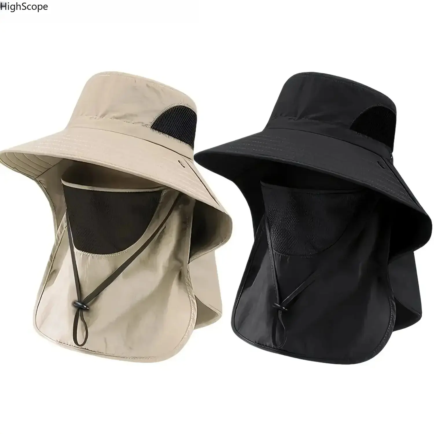 Unisex Wide Brim Hiking Hat with Detachable Face Cover and Neck Flap, Quick-Dry Mesh with UPF Sun Protection, Hiking Sports & Outdoor Hats