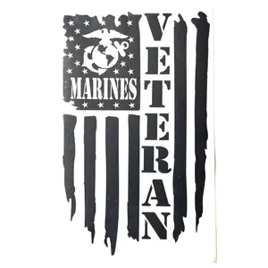 US Flag Veteran Car Decal - 6x10 -11x20 Made in USA, Army, Navy, Marines, Airforce, US Coast Guard