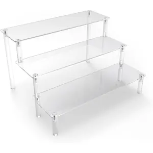 Display Risers,Clear Display Risers Stand Small Mini Shelf 3 Tiered Cupcake Stand for  Desserts Stand Shelves for Party Perfume Organizer Toys Figures Collections  Products Tabletop Use