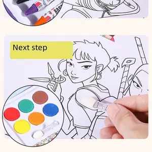 K-Pop Cartoon 3D Watercolor Coloring Book, Comes with Acrylic Brushes and Artistic Canvas Palette, Boys and Girls Gift for Kpop Fans, Mother's Day Gift