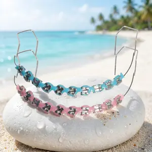 1 Pair Oral Fashion Braces, Colorful Temporary Tooth Decoration with Metal Wires, Metal Bracket Orthodontic Ligature Ties, High Quality