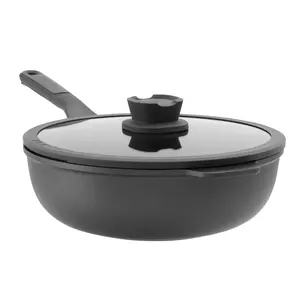 BergHOFF Leo Stone+ Nonstick Ceramic 11" Wok Pan with Lid 4.6qt, Recycled