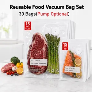 Vacuum Sealer Bags Pack for Food，30 PCS Reusable Vacuum Seal Bags 2 Size with Air Valve for Food Storage, Ideal for Freshness Preservation Kitchen Tools & Accessories summerwins