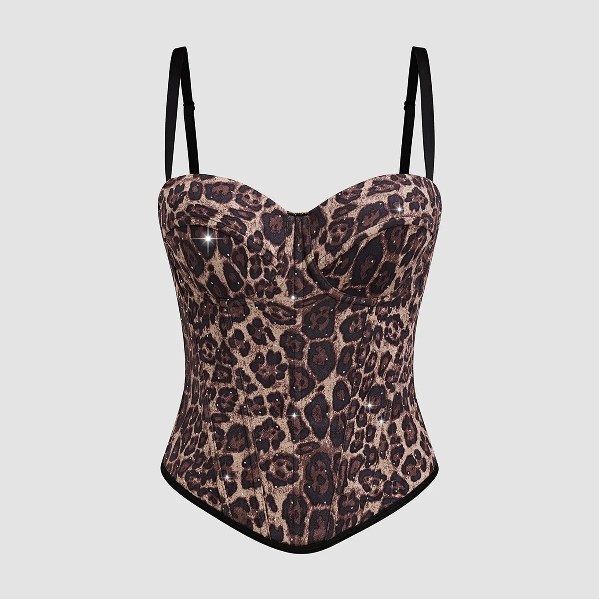 Women Corset Tank Tops Sleeveless Vintage Solid Jacquard Low Zipper Cut Sexy Leopard Vest Cropped Tube Tops Women Tank Tops Backless Fishbone Clubwear Spaghetti Strap Short