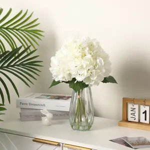 Real Touch Artificial Hydrangea Flowers – Lifelike Pink Silk Bouquet with Stems – Ideal for Vase Arrangements, Wedding Centerpiece, Home or Party Decor