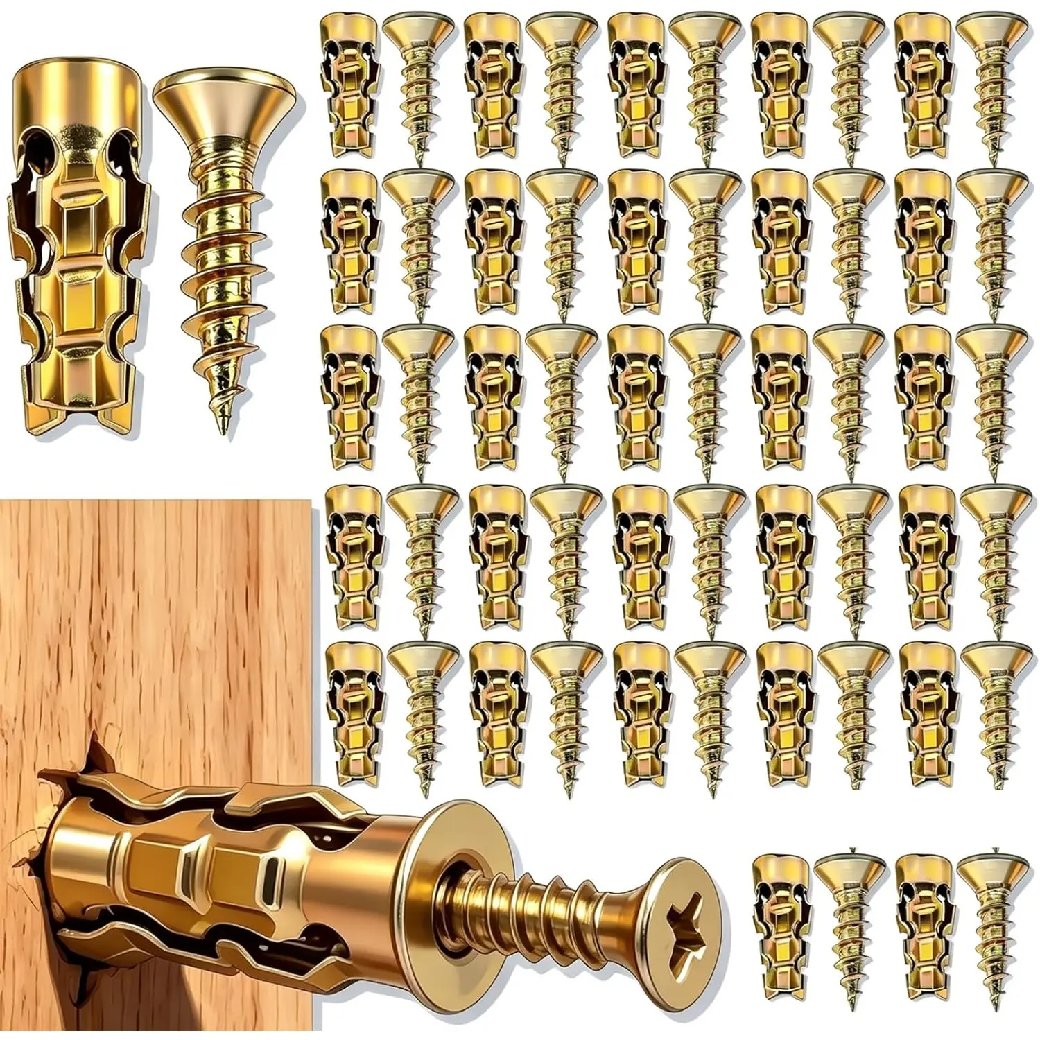 6*14mm Expansion Screws for Hinge Repair & Installation, 30/60Pcs Door Hinge Thread Repair Screws for Wood, Short Expansion Wall Anchors, Stripped Thread Repair Fixer for Cabinet, Tile, Stone and Partition Hinge Mounting