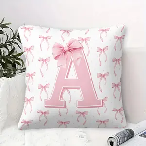 Coquette Pink Bow Initial A Throw Pillow, Girly Aesthetic Cushion Accent Pillow with Pillow Core, Soft Plush Fabric, Perfect for Sofa, Couch, Bedroom, Living Room, Dorm Decor, Great Gift for Teen Girls