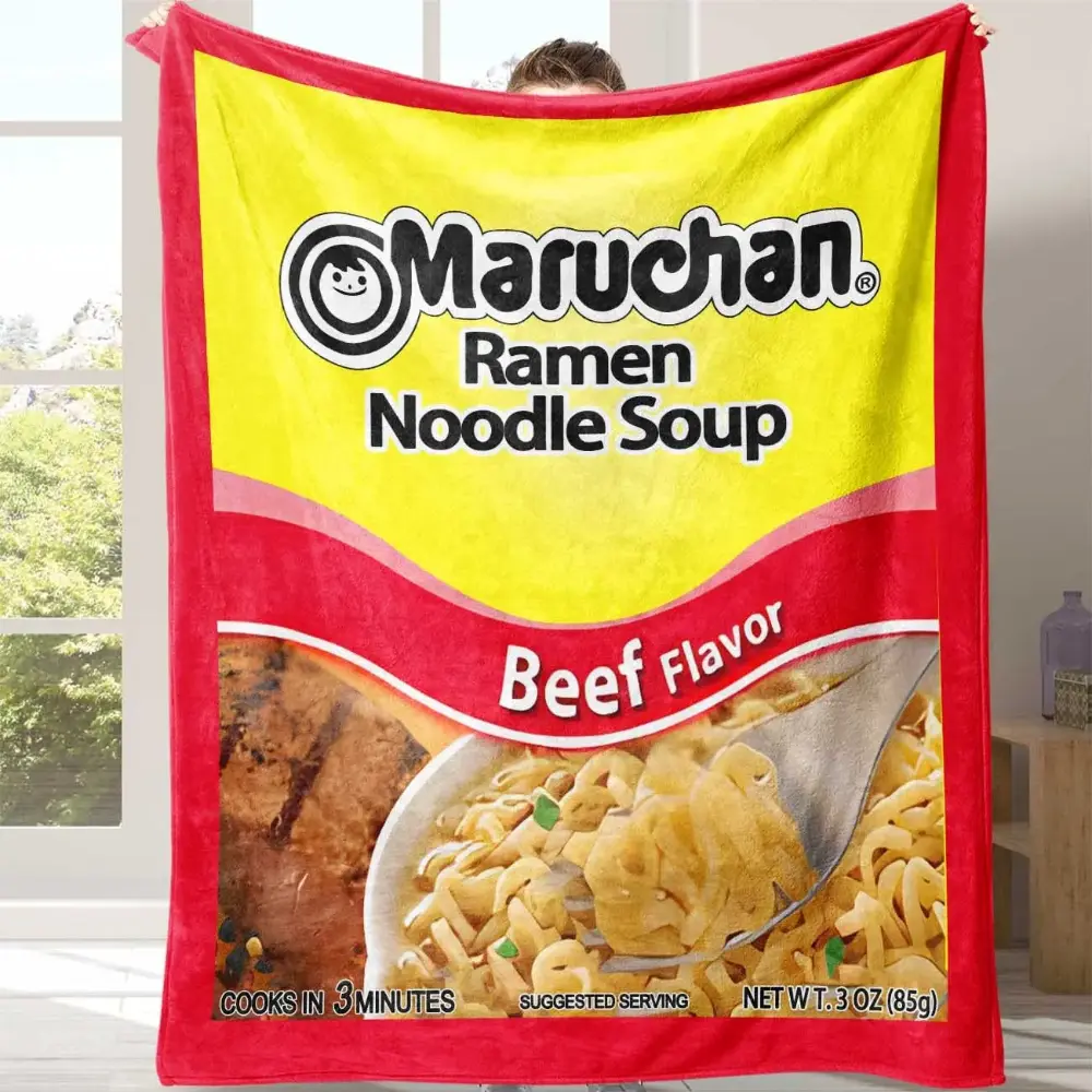 Chicken Noodle Pattern Blanket, Soft Comfortable Throw Blanket, Decorative Bedroom Blanket, Warm Napping Blanket for Home Office School Dormitory Camping #GLOBAL PICKS