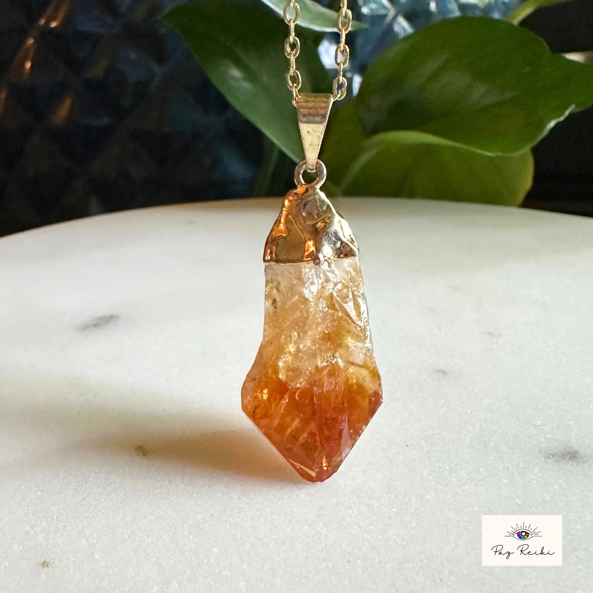 Raw Citrine Crystal Cluster Pendant, 14k Gold Loop – Joy, Abundance & Solar Energy