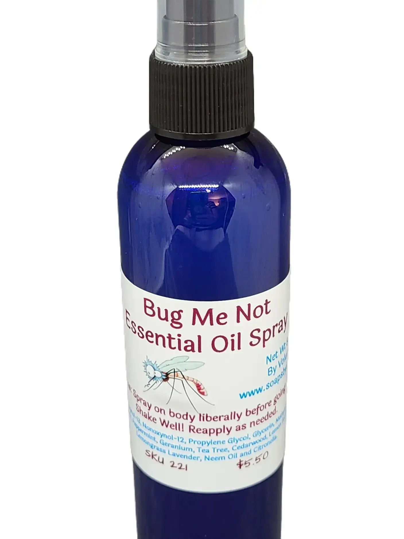Bug Me Not Natural Body Mist Spray with Essential Oils by Soaps By Lela - Lavender Scent, 4oz Body Care Lemon
