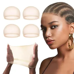 AFRIBYE Women's Single-Pack Stretchy Nylon Lace Wig Cap, Beige Wide Elastic Stocking Cap with Breathable Fit for Wigs & Synthetic Hair Extensions, Ideal for Daily Wear (Note: Do Not Purchase Separately)