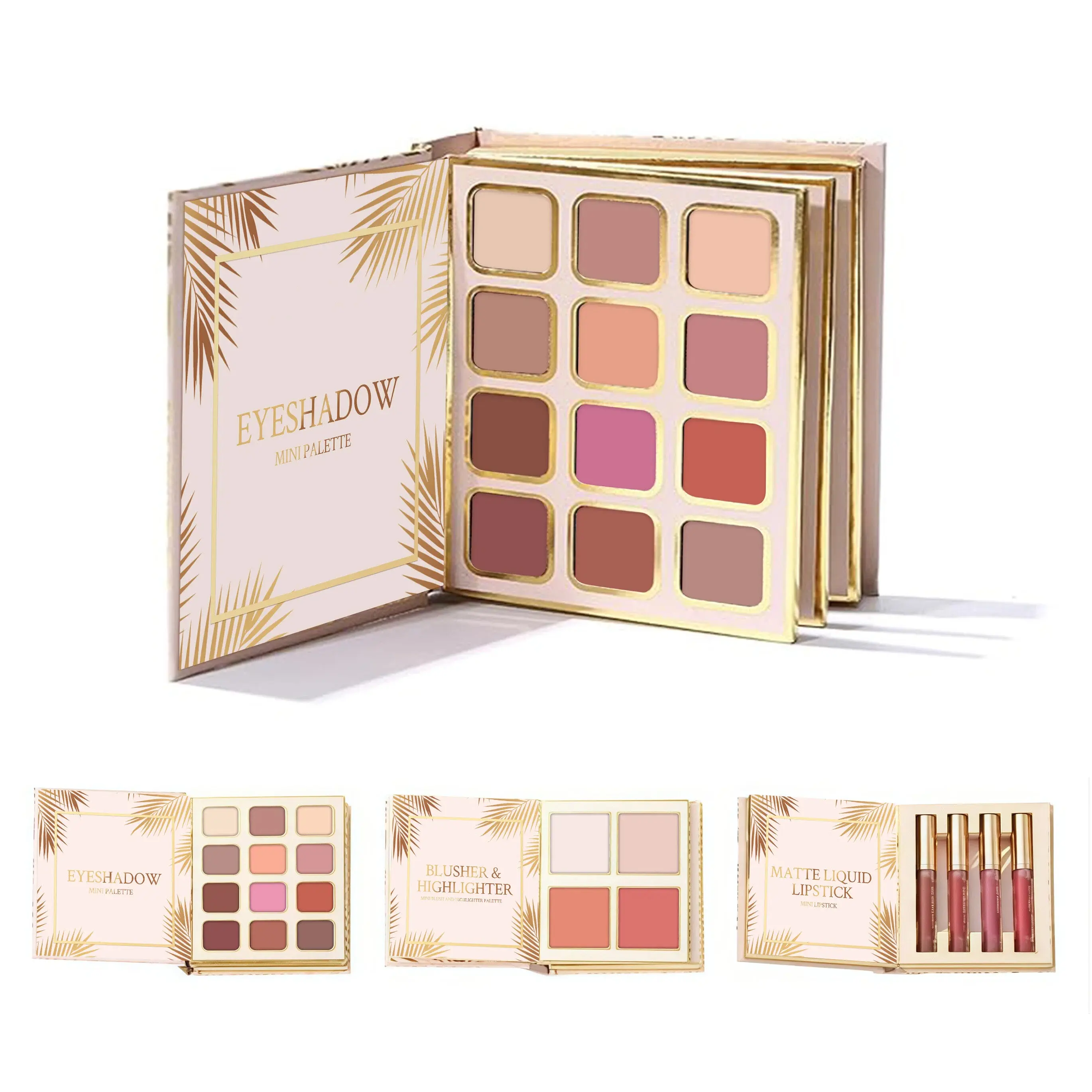 Tropical Glow All-in-One Makeup Kit, Foldable Book-Style Makeup Palette with Eyeshadow, Blush, Highlighter & Liquid Lipstick, Travel-Friendly Full Face Makeup Set for Daily, Party & Vacation Looks