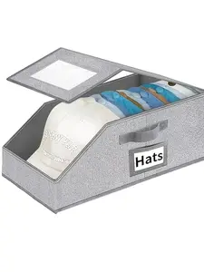 Baseball Cap Storage Box, Stackable Design with Transparent Lid, Flip-Top Access for Easy Organization, Ideal Wardrobe Solution
