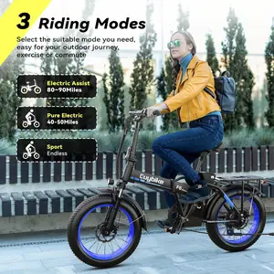 Foldable Euybike F6 Long Range Fat Tire Electric Bike 80Miles | 20" Fat Tire