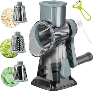 Rotary Cheese Grater Multi-Purpose Stainless Steel Cheese Shredder - Cheese Grater With Handle Effortless Grating of Carrots, Potatoes, Vegetables, and Fruits (blue)