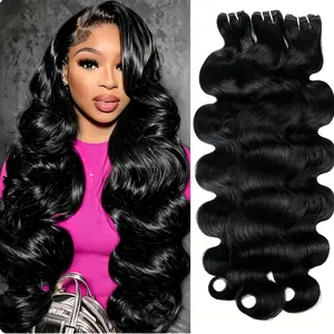 【LUCKOCKOS】14A upgraded 100% premium raw human hair body wave bundles, salon quality quick weave hair extensions, viral hair bundles, real hair extensions