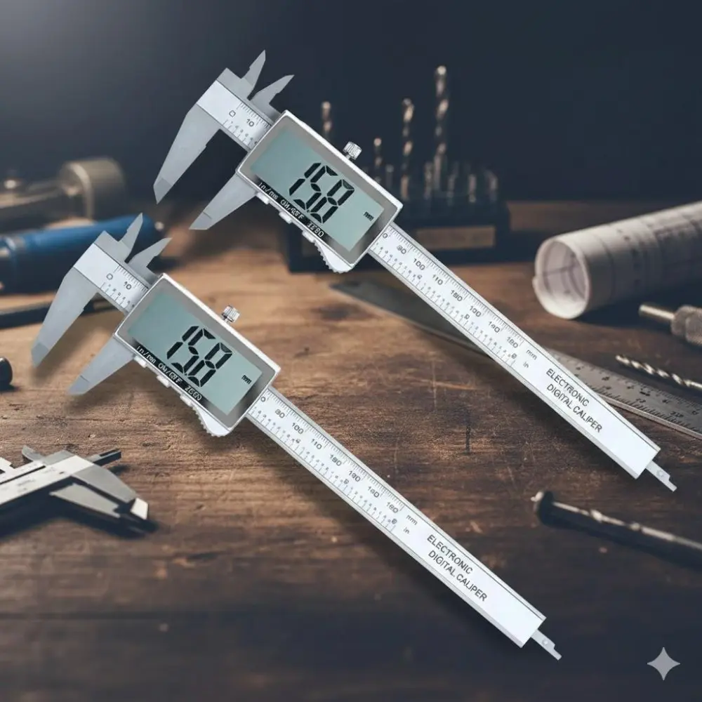 Digital Caliper 0-150mm High Precision Measurement Tool Electronic LCD Vernier Micrometer with ABS Plastic Auto Calibration Units Switch for DIY Crafts Studio Home Use Measuring Tool