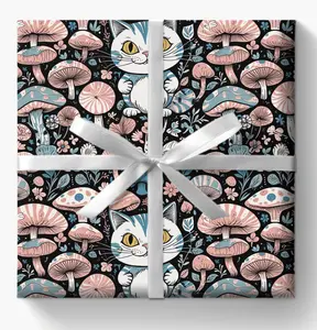 Whimsical Cheshire Cat Wrapping Paper Set - Alice in Wonderland