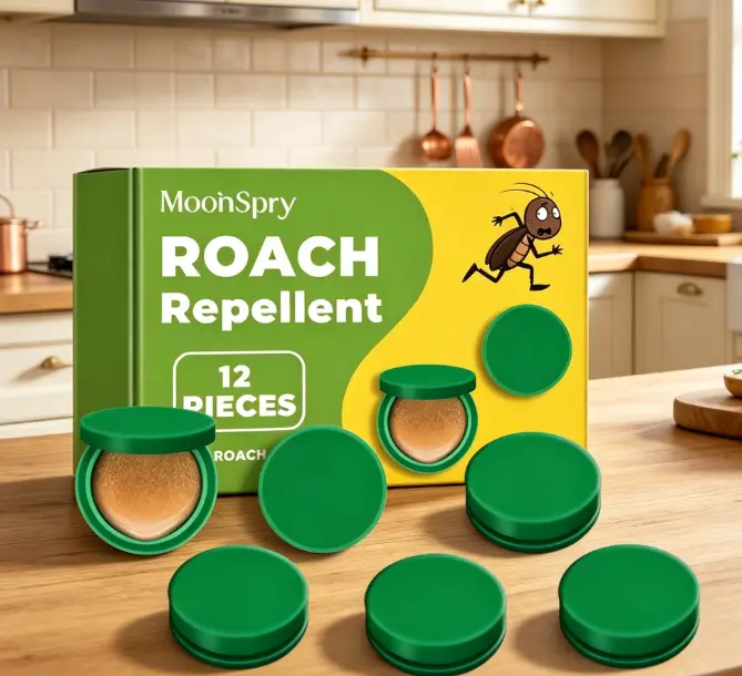 MoonSpry Roach Repellent (12 Pieces) - Natural Non-Toxic Cockroach Deterrent Pods, Child & Pet Friendly Safe Pest Control, Poison-Free Home Supplies for Kitchen