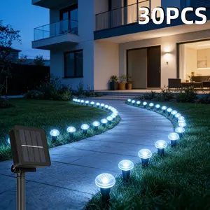 30pcs Solar Ground Lights Ip44 Outdoor Solar Pathway Lights, Outdoor Decoration Light, Decorative Garden Walkways, Yard & Path Lighting Solutions