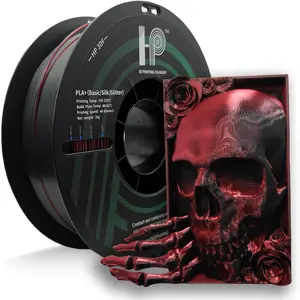 3D Printer Filament, Silk PLA, Color Changeable PLA Filament 1.75mm, Changes Color with Light and Angle, Dimensional Accuracy+/-0.02mm, 1KG Spool (2.2 lbs), Fit  FDM Printer(Silk Red Black)