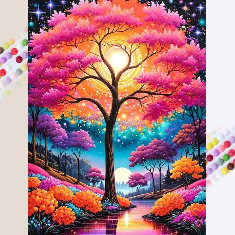 1 set of DIY diamond painting kit, 5D diamond art set, DIY decoration dream tree mosaic, diamond art, DIY art home decor, suitable for Christmas, Galaxy, DIY Craft Supplies, Diamond Pattern Design