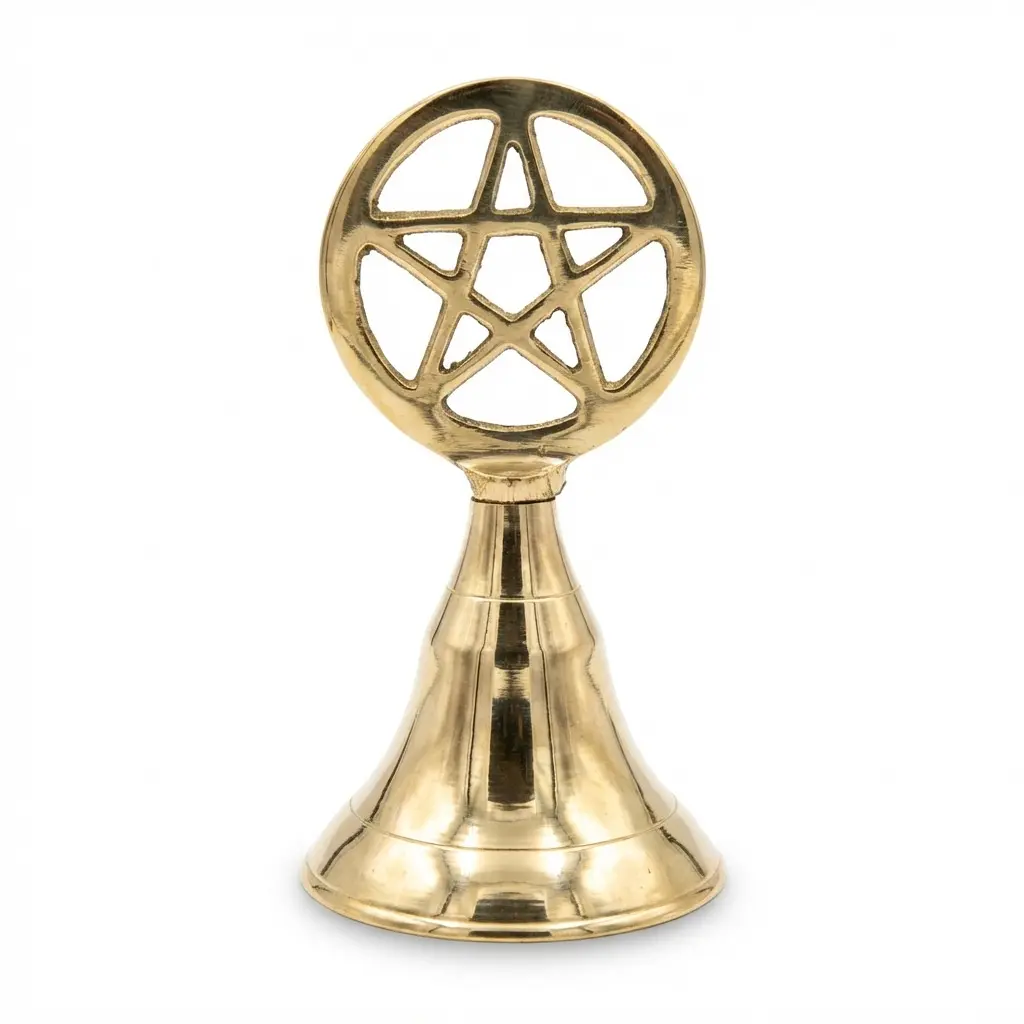 Pentagram Brass Bell 4 Inch — Wiccan Altar Bell for Ritual Ceremony