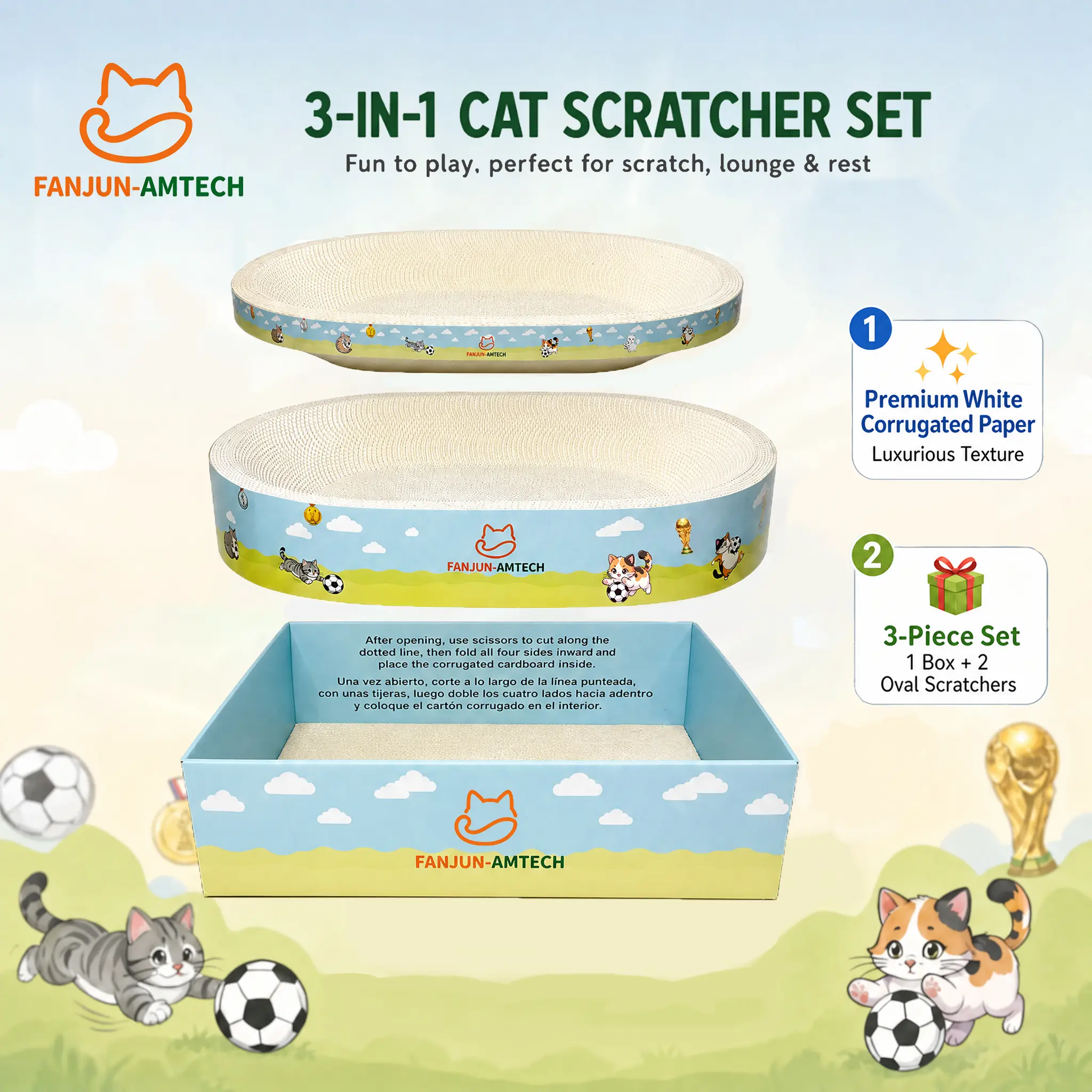 Heavy Duty Cat Scratcher Lounge, 3-in-1 Stackable Large Cat Scratching Bed, Premium High-Density Durable Corrugated Paper, Safe & Long-Lasting Cat Furniture Set cool cat stuff cat stuff for indoor tiktokshopsummersale