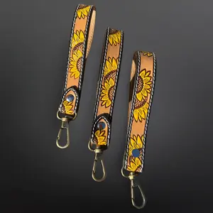 sunflower leather keychain