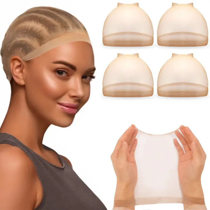 Invisible HD Human Hair Wig cap 2Pieces/pack Stretch Elastic Hair Net For Women