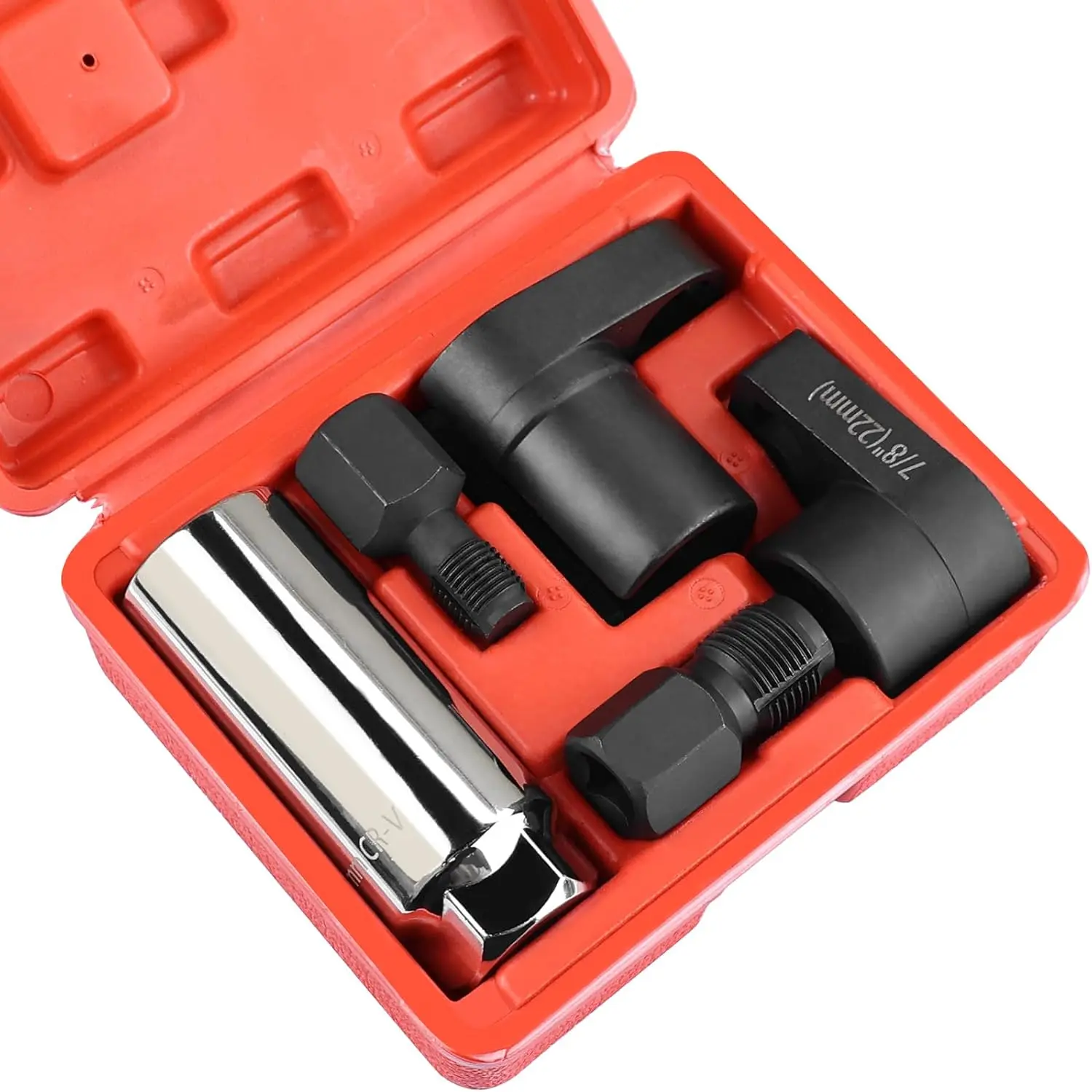 5PCS High-Strength Durable Carbon Steel O2 Oxygen Sensor Socket Set - 1/2 & 3/8 in Drive, 7/8 in (22mm), Thread Chasers, Offset Wrenches for Metal Surfaces, Auto Repair Kit for DIY Car Owners, Heavy-Duty Kit
