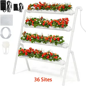 BHTNYOO 36 Sites Hydroponics Growing System Kits,Vertical PVC-Pipe Hydroponic Garden Planting Vegetable and Herbs Growth Cultivation Equipment with 110v Pump
