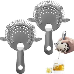 2pcs Stainless Steel Cocktail Filter with High Density Spring, Bar Drink Filter, Bartender Tool Shaker Accessory, Smooth Pouring, Home Bar Accessories, Strainer