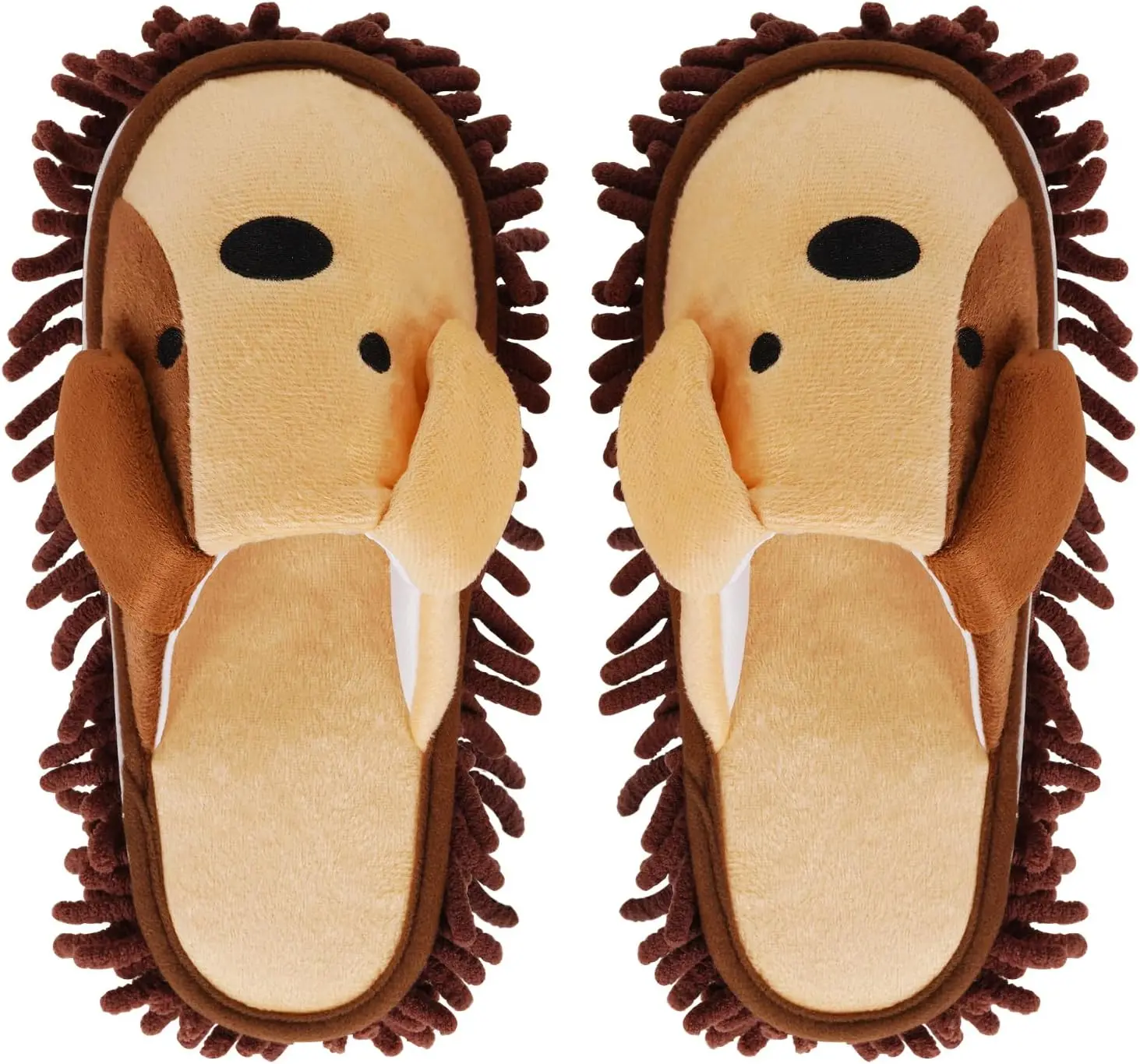Mop Slippers Cartoon Mop Shoes, Washable Microfiber Slippers for Floor Cleaning, Detachable Mopping Slippers for Women Home Floor Cleaning Tools (Brown, Women 7-9/Men 5-7) Liitrton