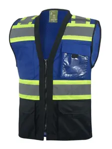 Surveyor Blue/Black Two Tones Safety Vest, ANSI/ ISEA Photo ID Pocket 802